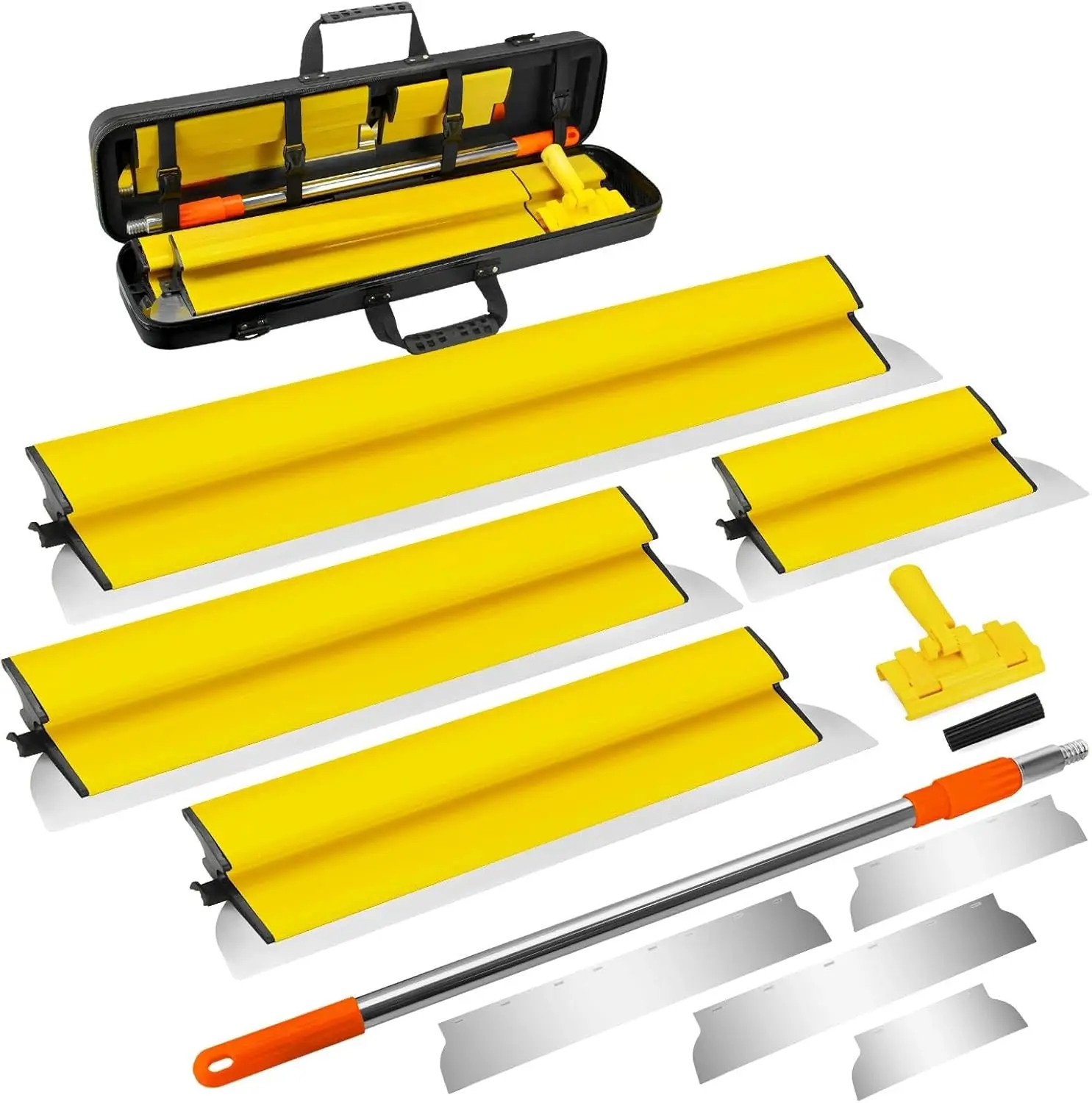 

Набор шпателей для гипсокартона с 4 размерами, удлинительной ручкой и портативным кейсом для гладкой отделки