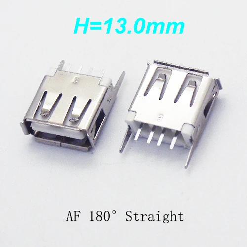 10PCS USB 2.0 Jack L=13/13.7/15/17.5/19.5/20.5/22.5/24.5mm A Type USB 2.0 Connector Female Socket Straight Feet 180degree DIP