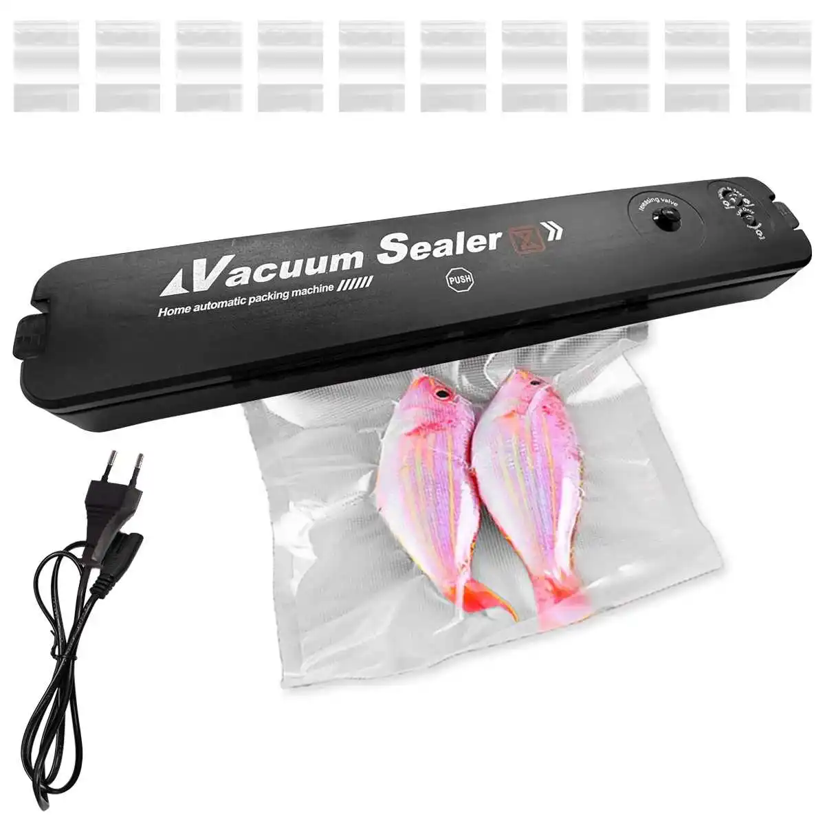 

EU Plug Food Vacuum Sealer Packaging Machine with 10pcs Sealing Bags Household Kitchen Food Vacuum Sealing for Food Preservation