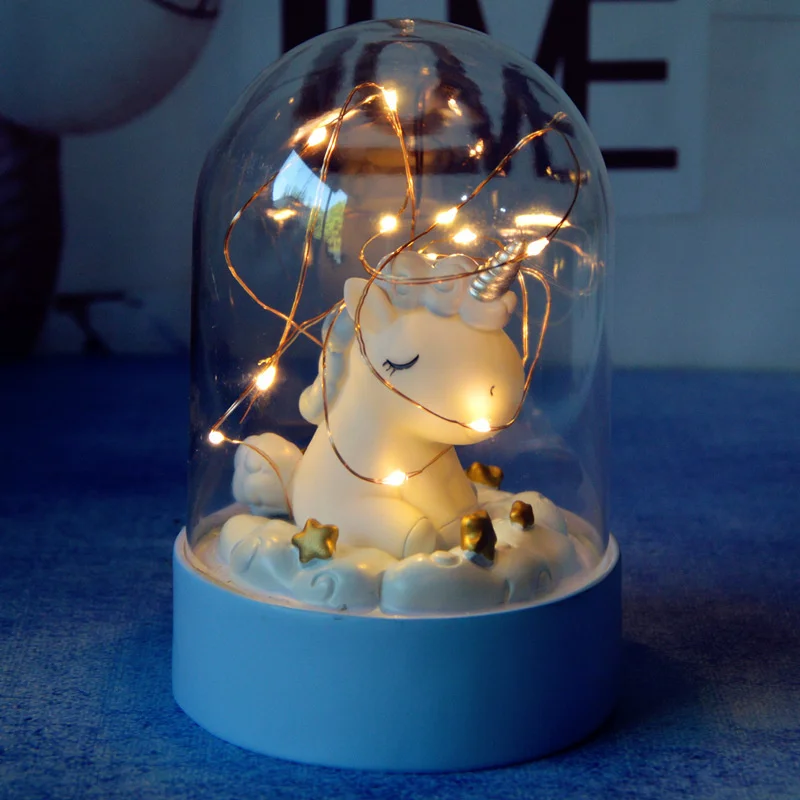 Luz Led de noche con diseño de unicornio para niños, Lámpara decorativa con diseño creativo de dibujos animados, ideal para regalo de Navidad y Año Nuevo