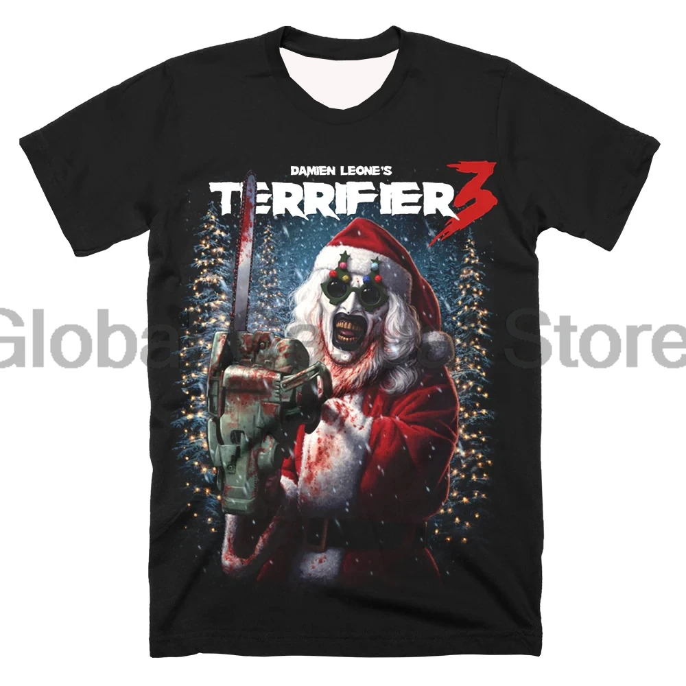 Terrifier 3 Horror Film T-Shirt Halloween Kerst Merch Crewneck Korte Mouw T-Shirt Dames Streetwear Tops