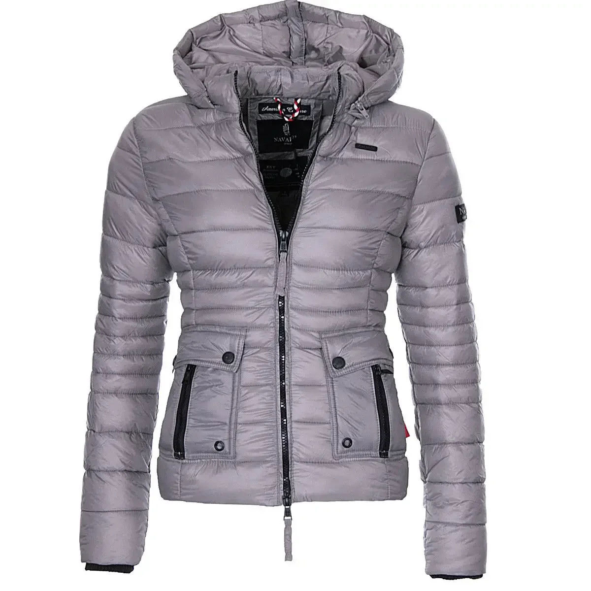 Veste à capuche mince en coton pour femmes, manteau en coton pour femmes, vêtements monochromes pour documents, vestes décontractées pour femmes, automne et hiver