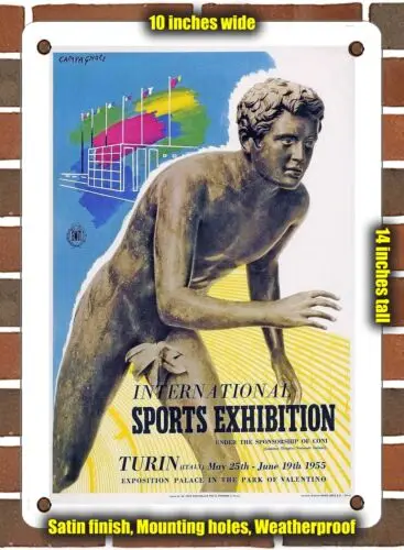 METAL SIGN - 1955 International Sports Exhibition Turin Italy - 10x14 Inches