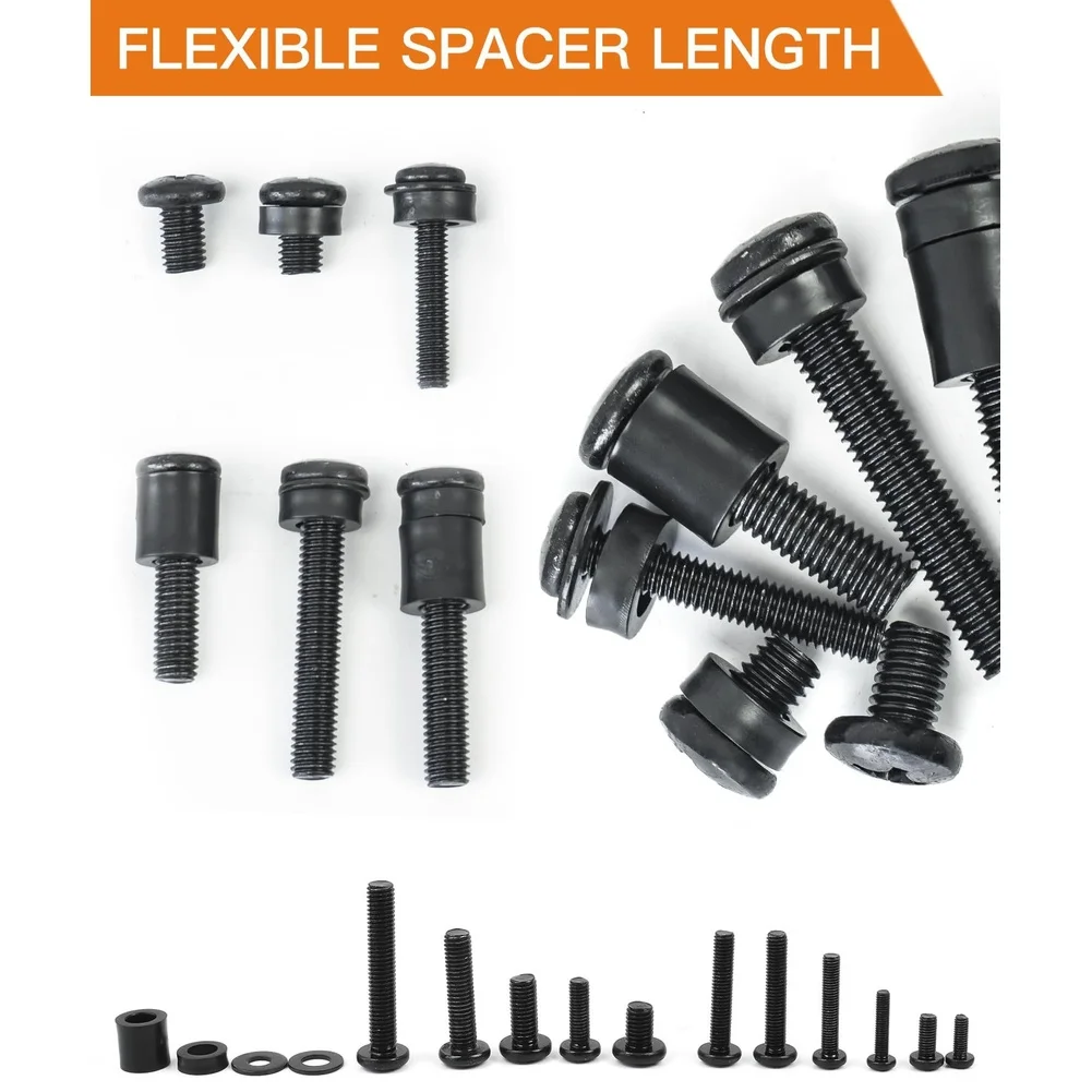 92PCS TV Mounting Hardware Kit With M5 M6 M8 Flat Head Screw & Hex Nut Washers Spacers For Flat Computer Bolt Nut Set