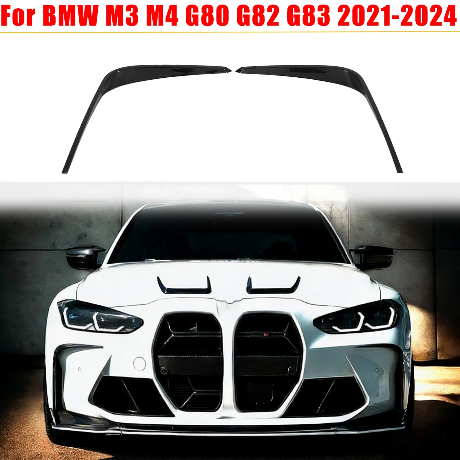 

For BMW M3 M4 G80 G82 G83 2021-2024 Front Bumper Side Air Vent Trim Glossy Black Carbon Fiber Painted Car Accessories Body Kit