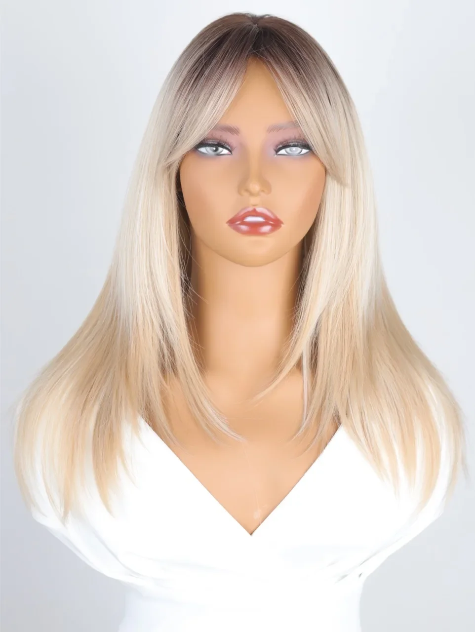 HOVOX Brown  Gold Women's Long Straight Hair Trendy And Fashionable Synthetic High-Temperature Fiber Women's Wig