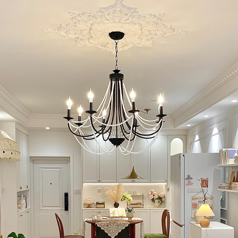 

French Medieval Living Room Chandelier Rustic Minimalist Retro Restaurant Master Bedroom Room Candles Lighting Fixtures