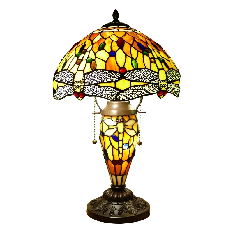 Stained glass table lamp Victorian style mother and daughter vase lamp for bedroom living room family cafe