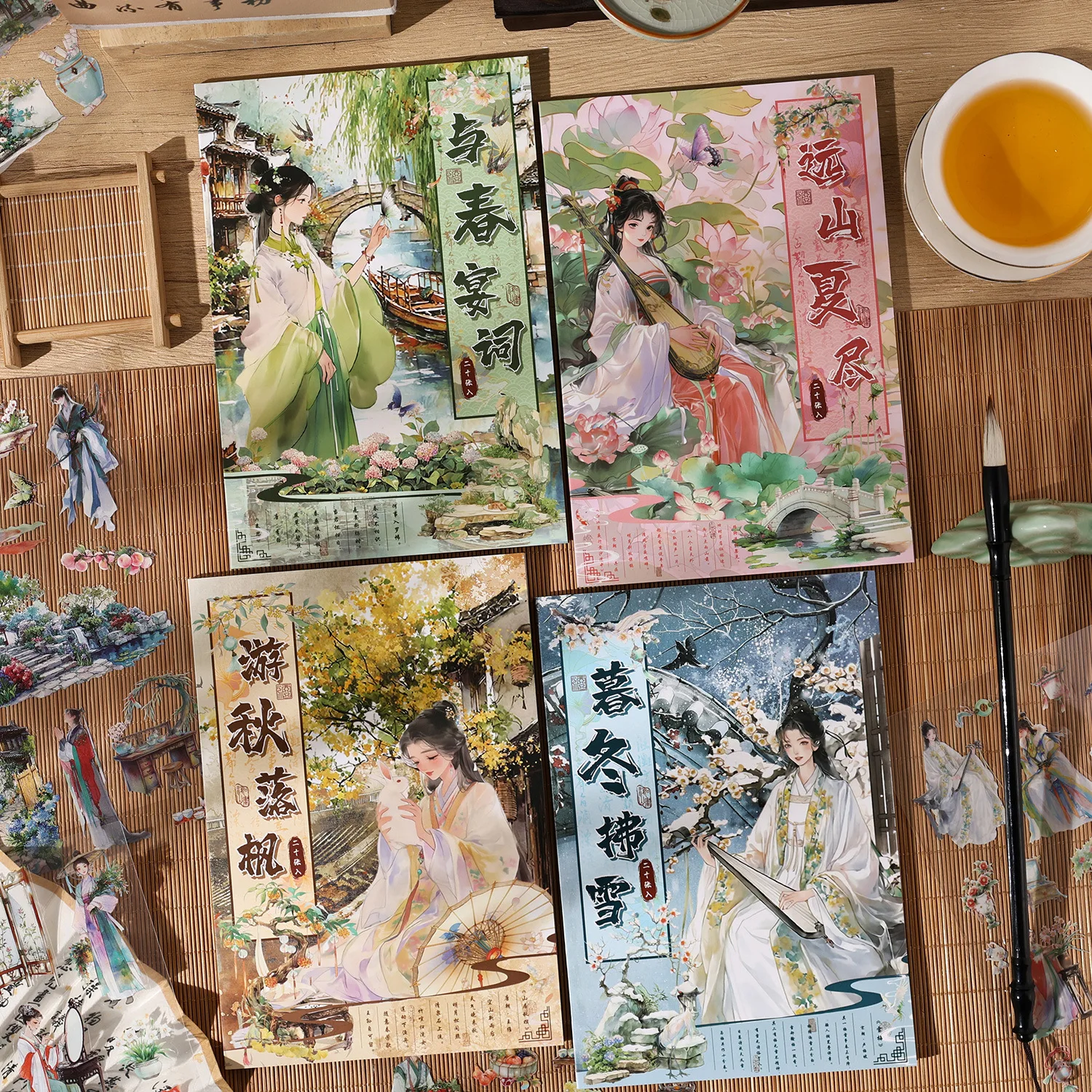 

Four Hour Order Series Vintage Character Flower Landscape PET Sticker Creative DIY Journal Material Collage Stationery