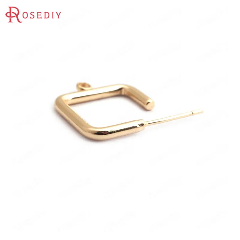 (F058)10 pieces Square 16mm Thickness 2mm High Quality Gold Color Brass  Stud Earrings Jewelry Findings Accessories