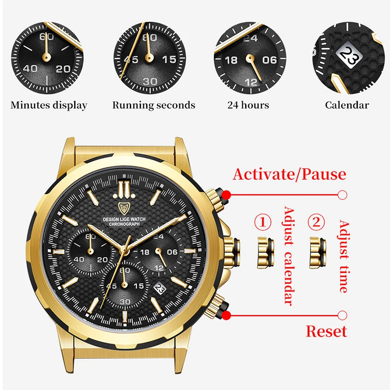 LIGE Fashion Women Watches Creative Steel Bracelet Wristwatches Ladies Waterproof Sport Chronograph Quartz Relogios Feminino