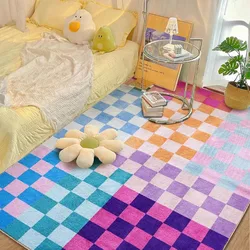 Multicolored Checkerboard Rug Retro Funky Rugs for Living DIning Room Bedroom Kitchen Office Checkered Modern Geometric Carpet