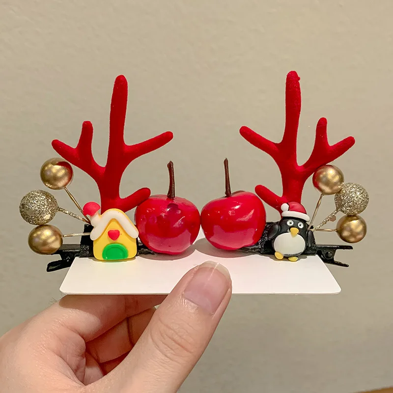 New Christmas Hairpin Antler Hair Clips Deer Ear Christmas Party Headbands Festival Rubber Bands Ball Hair Accessories Gifts