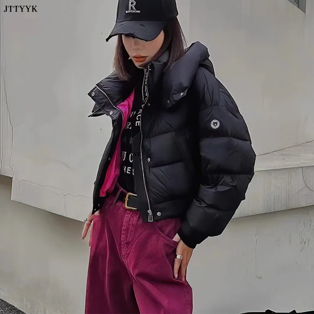 Doudoune Ultra Légère Courte en Duvet de Canard Blanc pour Femme, Parka à Capuche de Marque, Manteau d'Optique Féminin, Nouvelle Mode Hiver 2023