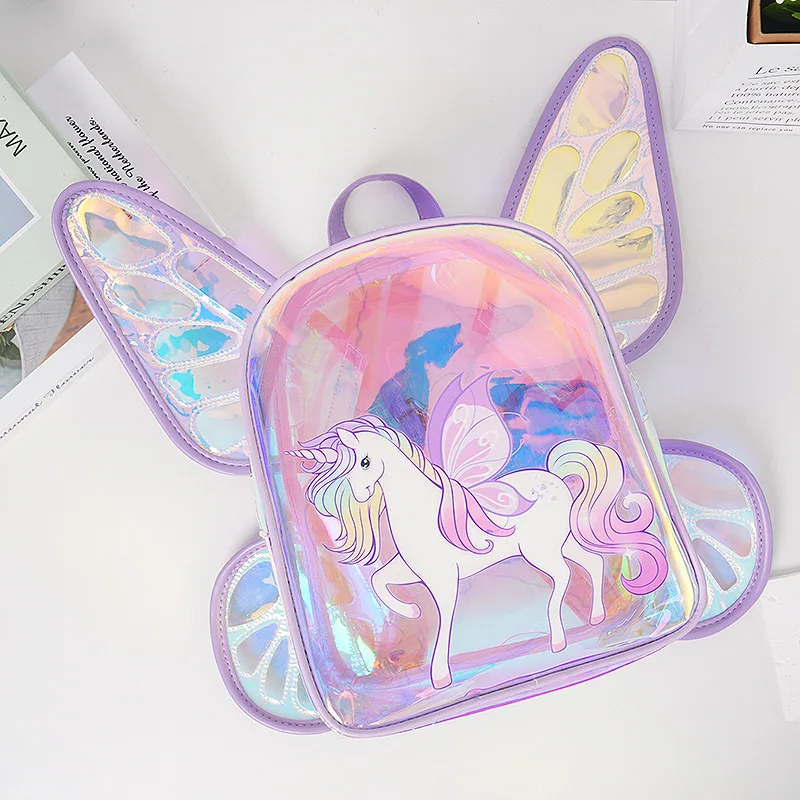 New Fashion Butterfly Wings Backpack Children\'s Backpack Cute Unicorn Transparent TPU Trendy Backpack