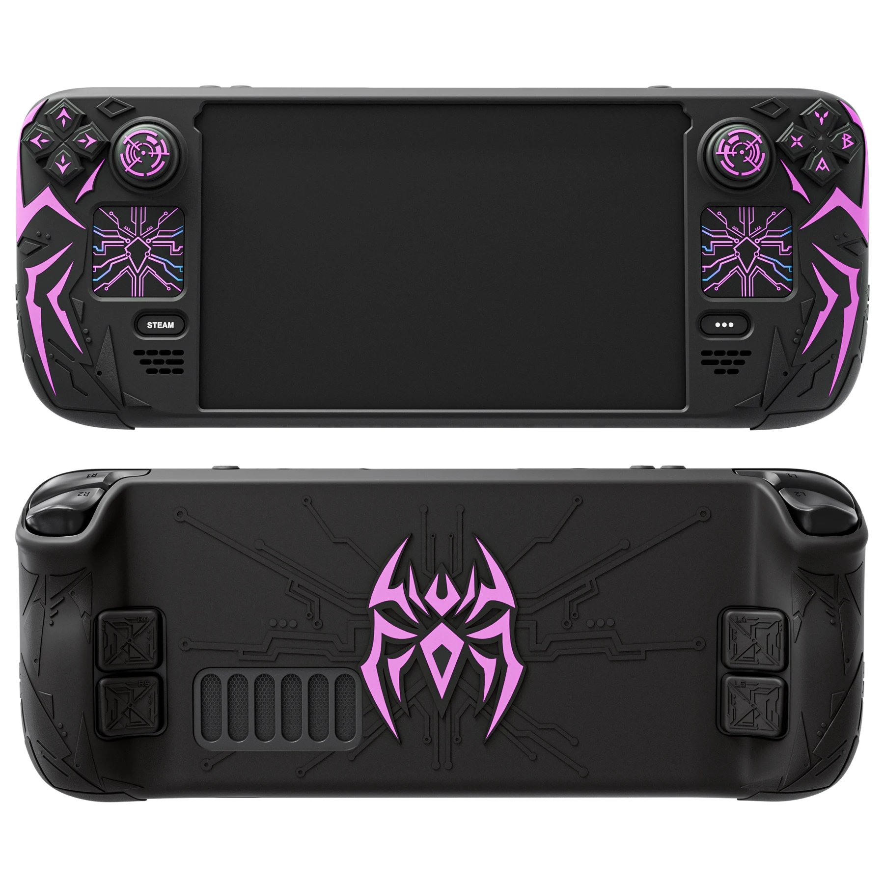 PlayVital Cyber Spider Silicone Case for Steam Deck OLED/LCD, Anti-Slip Grip Cover with Back Button Enhancements,Protective Skin