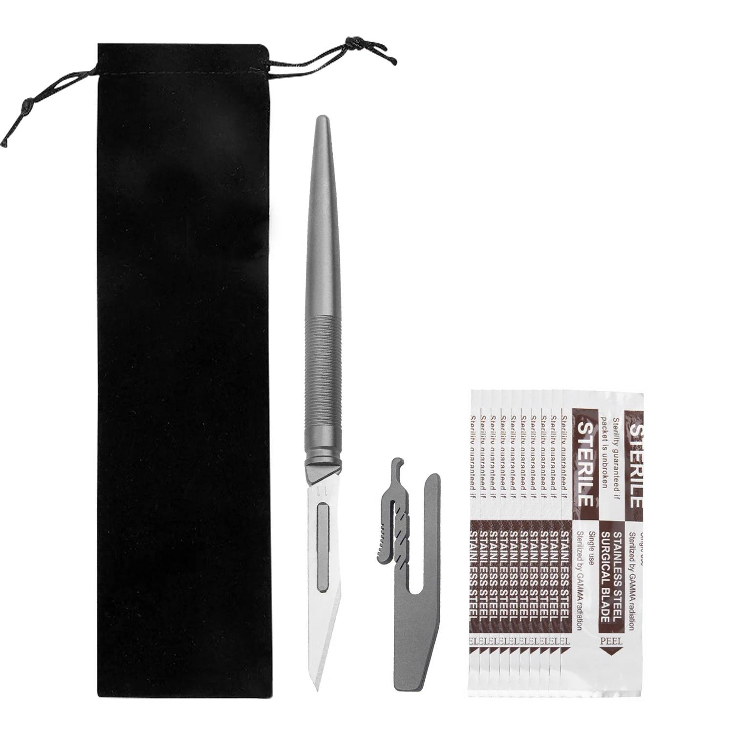 

Titanium Carving Knife Scalpel Sharp Durable Cutting Craft Multifunctional EDC Tools Bring Cloth Bag Storage