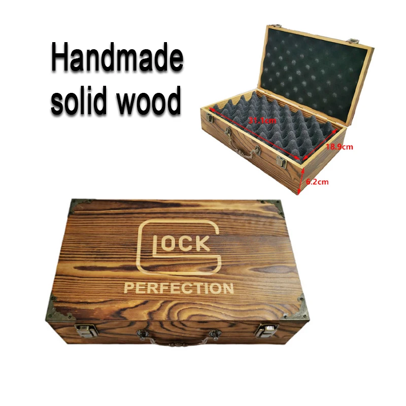 Handmade GLOCK Storage box Multi Portable pistol case wood for G17 Hunting or tactical High quality gifts suitcase