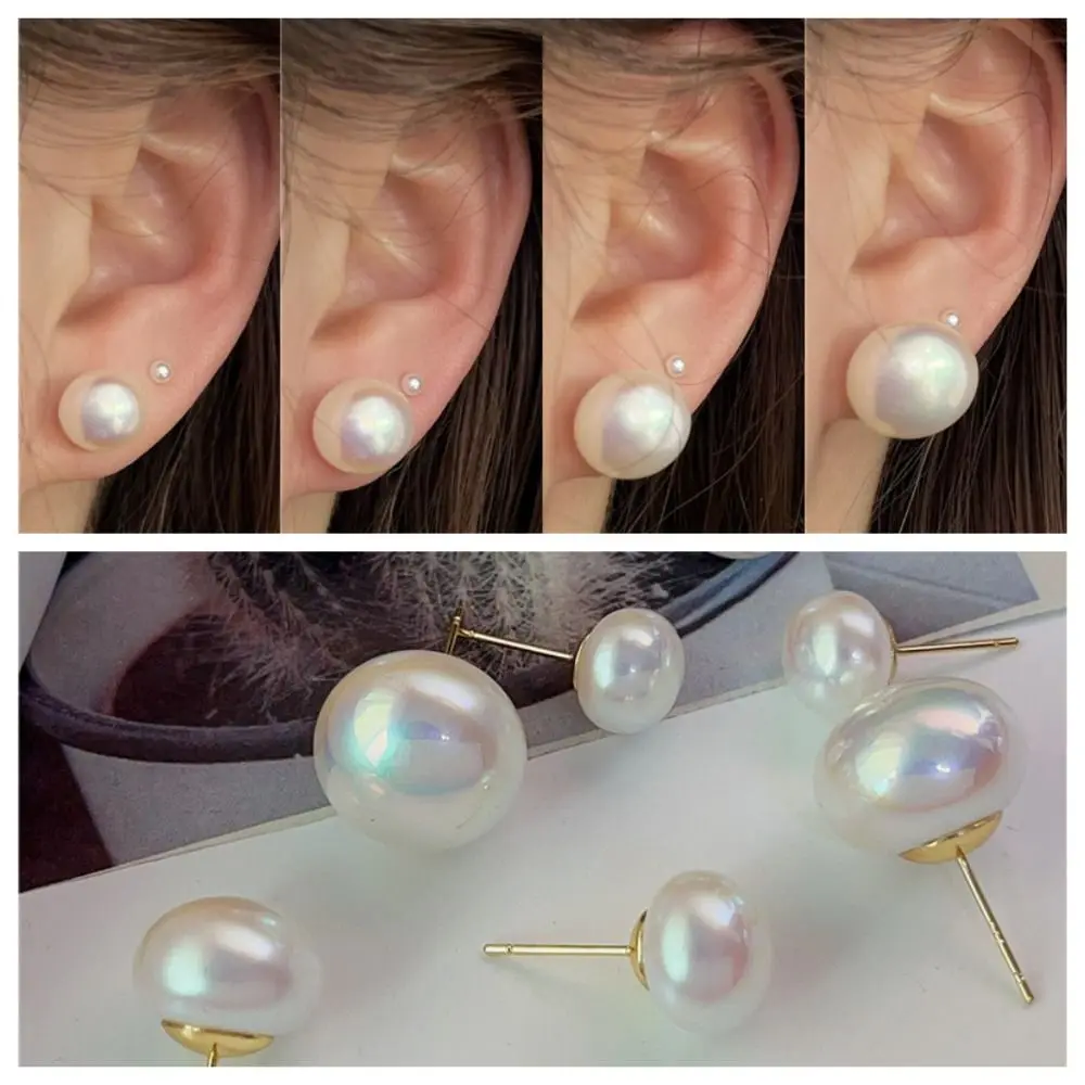 Light Luxury Flat Round Pearl Earrings S925 Silver Pin Aesthetic French Ear Ctud Fashion Delicate Mantou Pearl Earrings Women