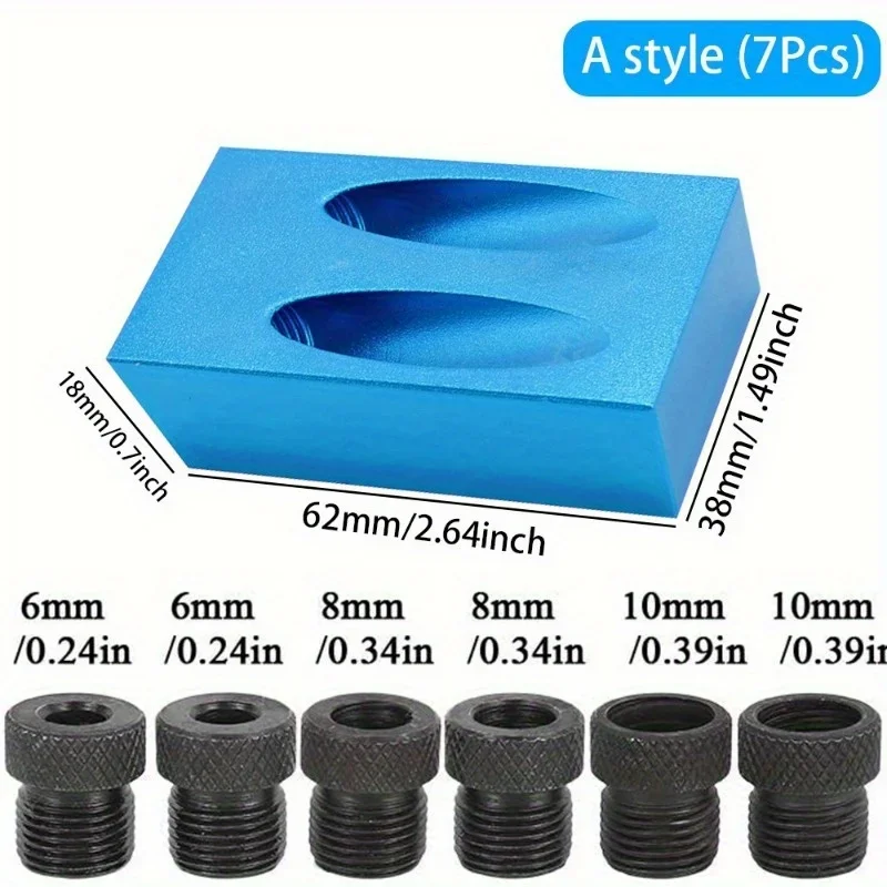 

1 set 7/14pcs Liberhaus Pocket Hole Jig Kit - 15 Degree Angle Oblique Hole Locator for Precise Drilling - Woodworking Guide Tool