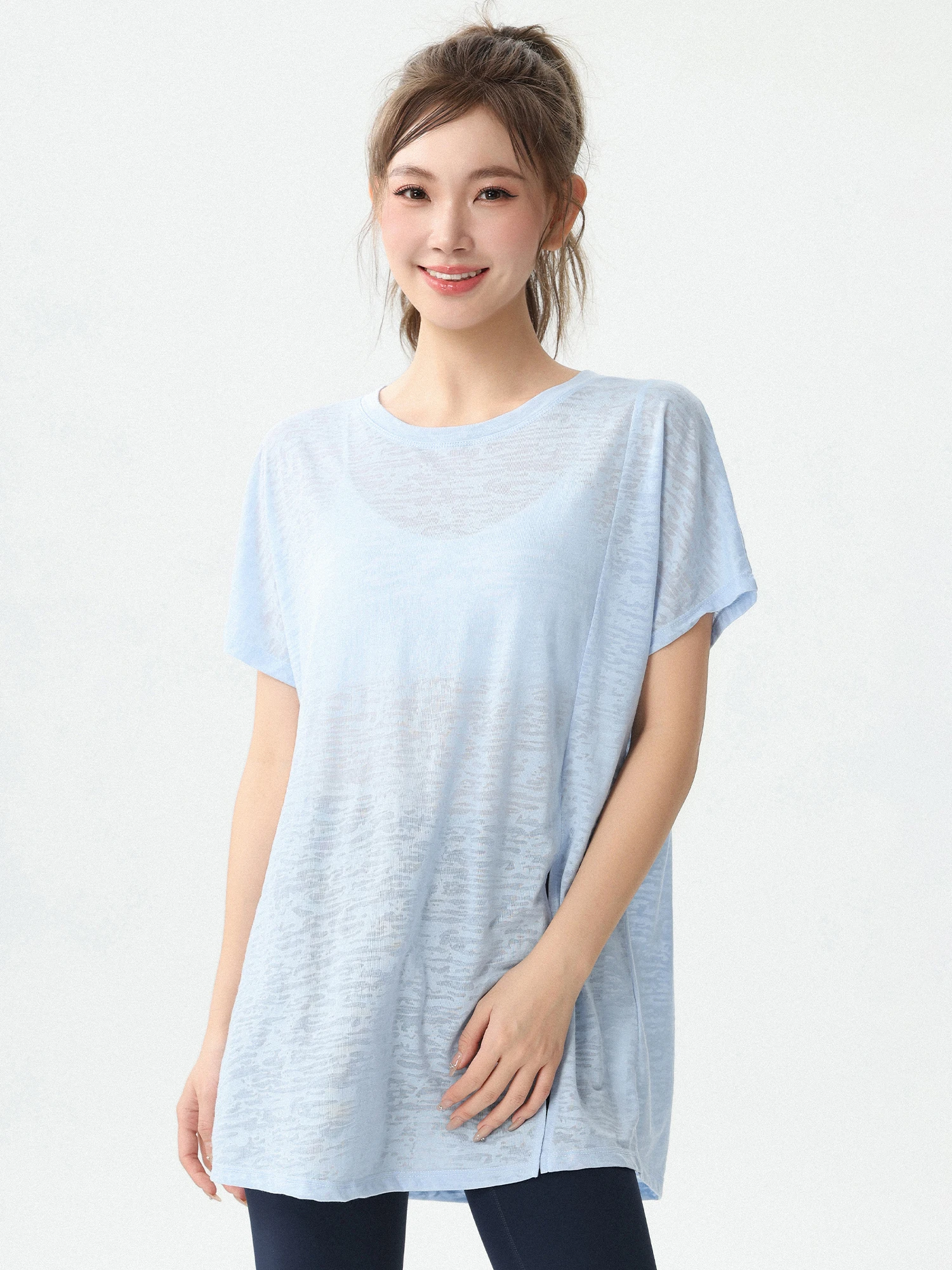 

Loose Fit Short Sleeve Yoga Top Breathable Quick Dry Training Running Fitness Clothes for Women Pilates Gymnastics Outfit