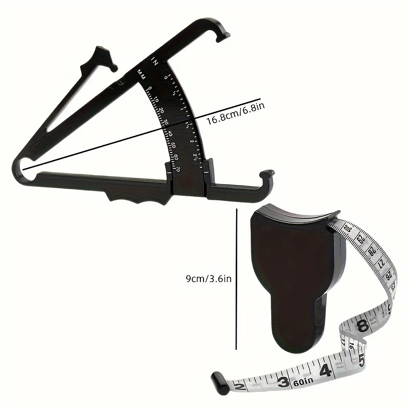 1 Set Body Fat Measuring Device and Waist Tape Combination-Handheld Fat Meter and Tape Measure,Portable Fitness Measurement Too