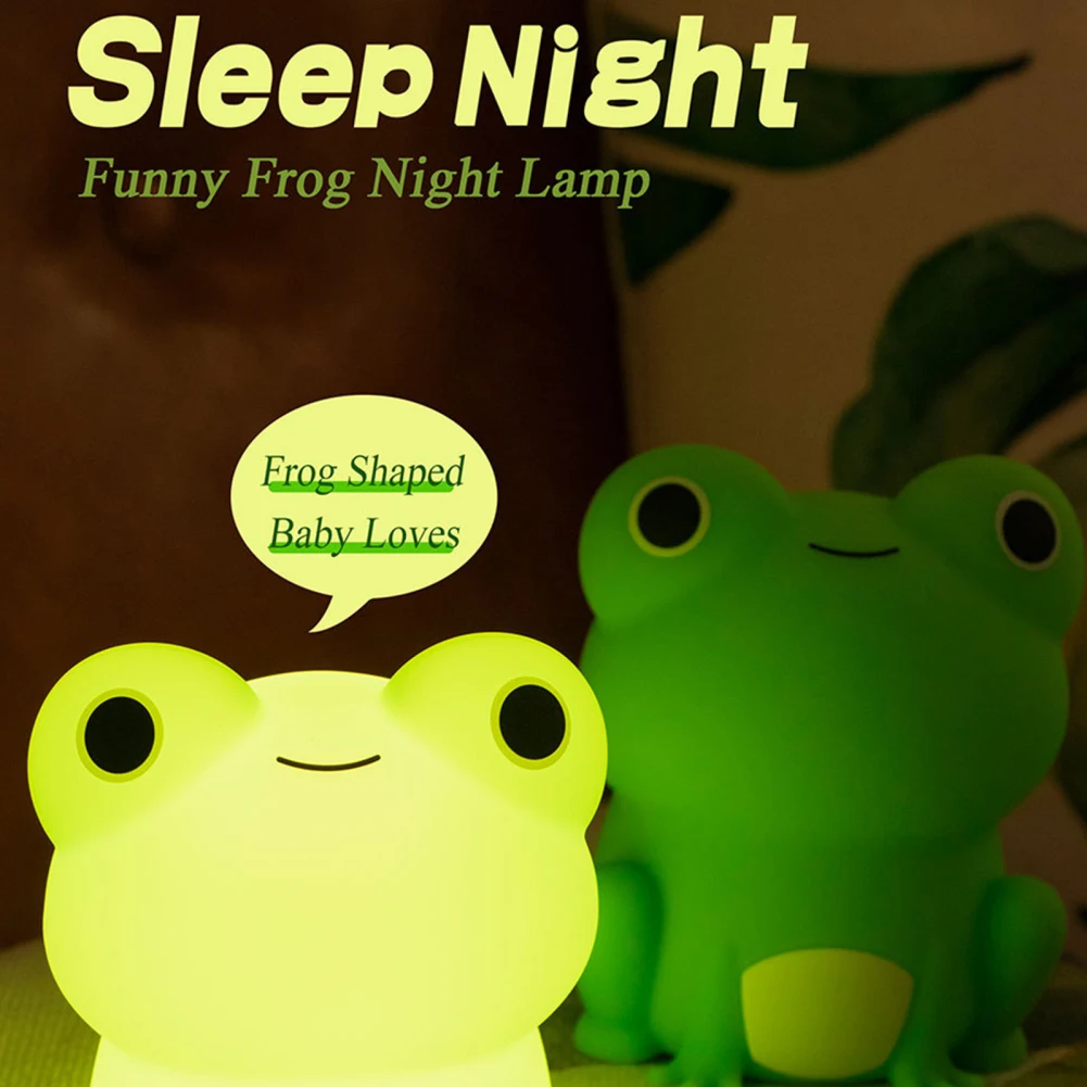 Soft Silicone Sleeping Night Light, Silicone Frog Lamp, Dimmable Timer, luz colorida recarregável, decoração do quarto, presentes das crianças