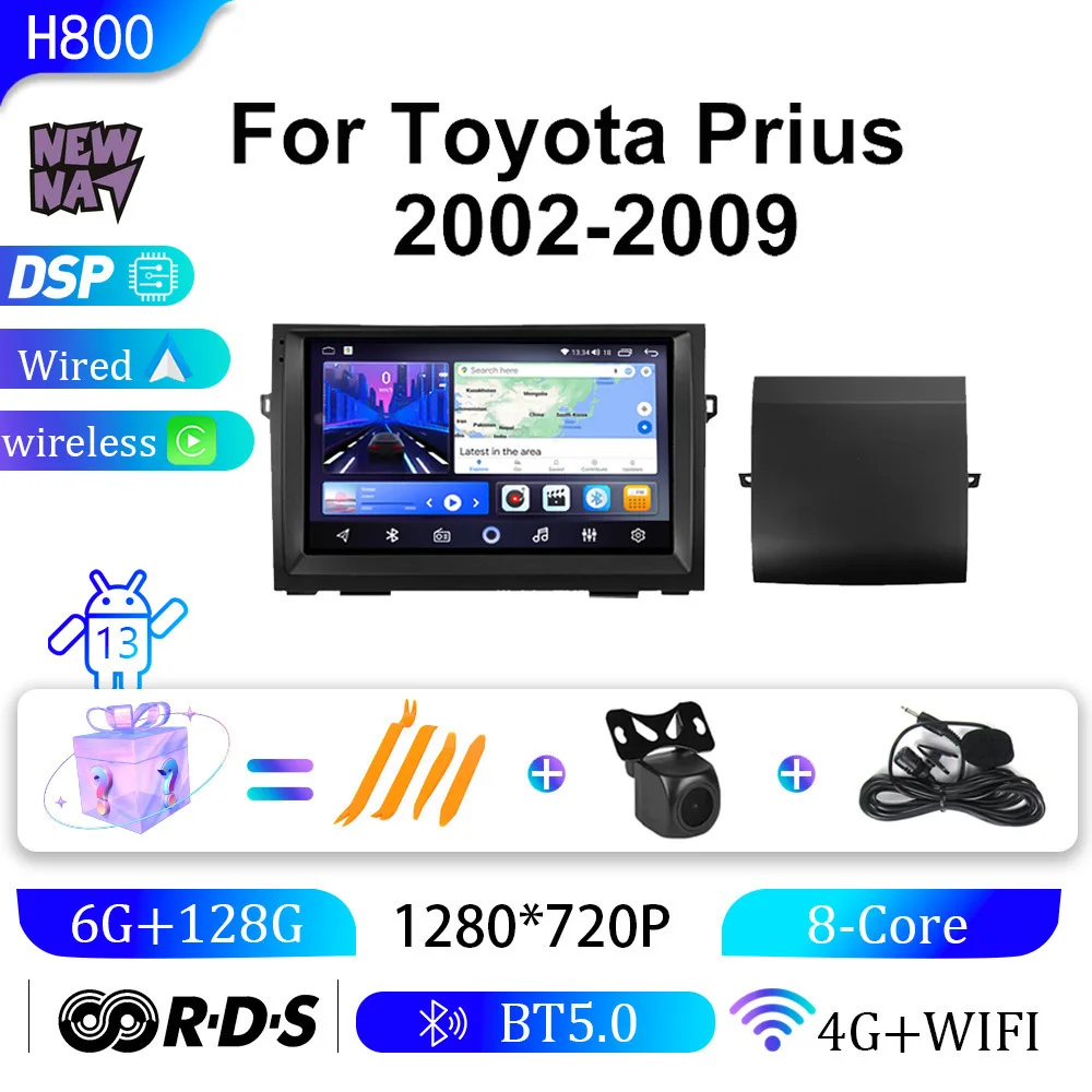 

Car Multimedia Radio Player 9"Android for Toyota Prius 20 2002-2009 GPS Stereo DSP Carplay WIFI Auto 2 Din DVD player