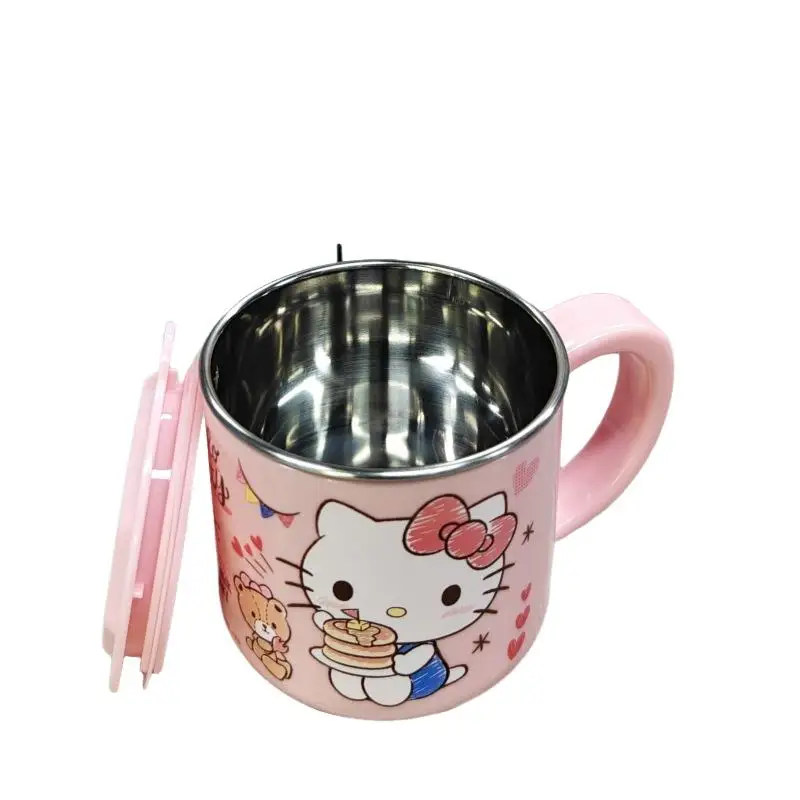 Sanrios Kuromi My Melody Hello Kitties ถ้วยน้ําสองชั้นปลอกที่ถอดออกได้ถ้วยน้ําดูดีของขวัญเทศกาล
