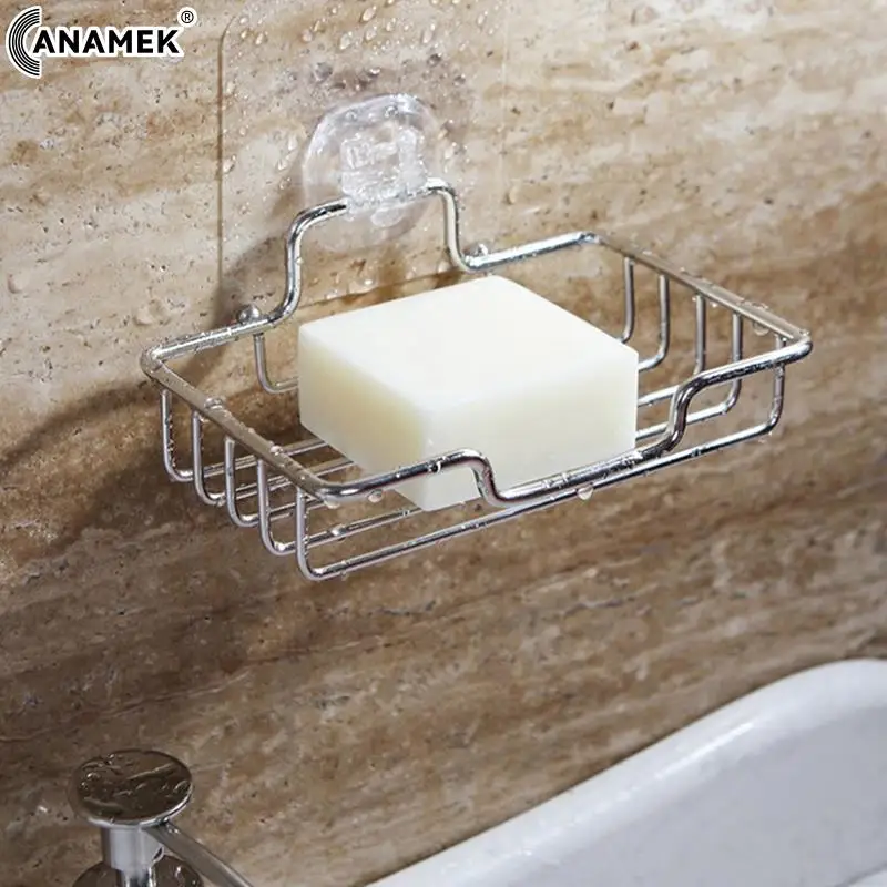 1pc Stainless Steel Shower Shelf Wrought Iron Shampoo Storage Rack Holder With Suction Cup Bathroom Corner Bathroom Accessories