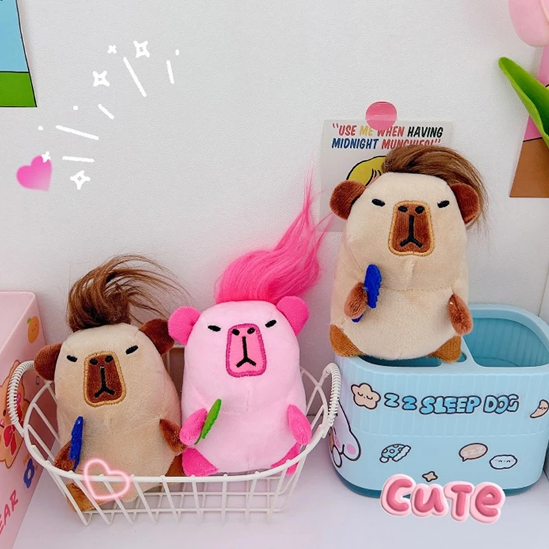 Stylish Soft Capybara Plush Keychain Stuffed Animal Keyring Ornament Adorable Plush Bag Pendant Accessories For Children Gift