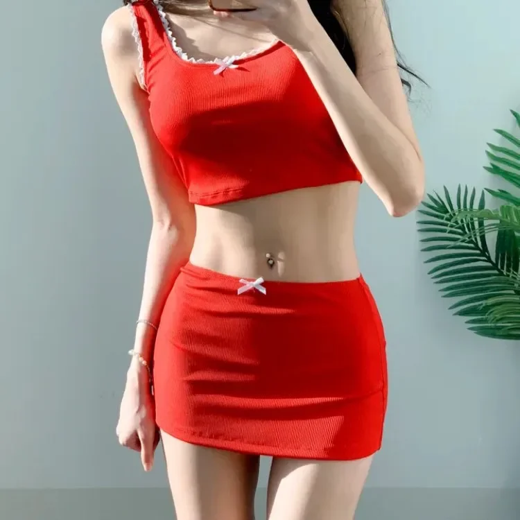 

Sexy Bikini Swimsuit Women's Two-Piece Thermal Spring Swimming Costume Korean INS Style Beachwear Comfortable Underwater Suit