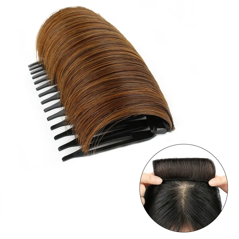 1pc Invisible Fluffy Hair Pad for Women Cushion Stable Comfortable High Temperature Fiber Insert Comb Hair Styling Tools Coffee