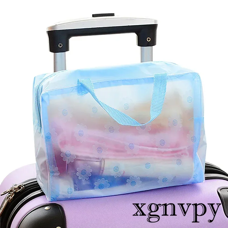 Xgnvpy Makeup bag Compression Travel Bath bag 5color waterproof makeup storage Women\'s Clear makeup  side for ladies