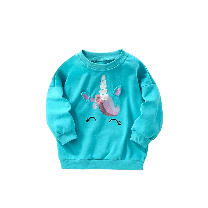 Baby Girls Clothes Set Kid Solid Cotton Sweet Sweatshirts Children Boy Cartoon Unicorn Printed Pullover Long Sleeve T-shirts Top