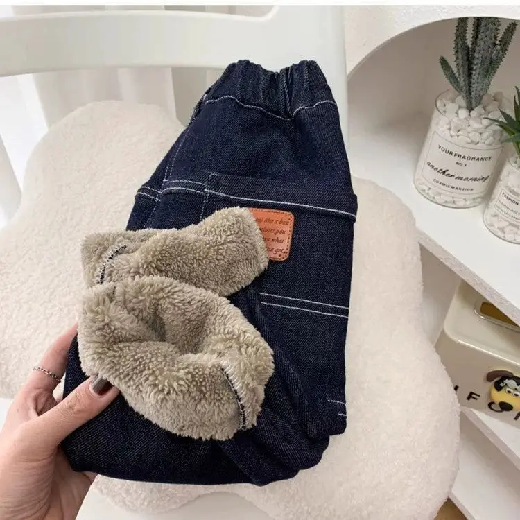 

Boys Pants Thick Warm Winter Spring Jean Bow Bottom Leggings Kids Trousers Children Pants