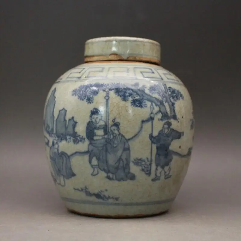 Chinese Collection Blue and White Figure Patterns Tea Jars Jingdezhen Antique Ceramics Exquisite Chinese style Home Decorations