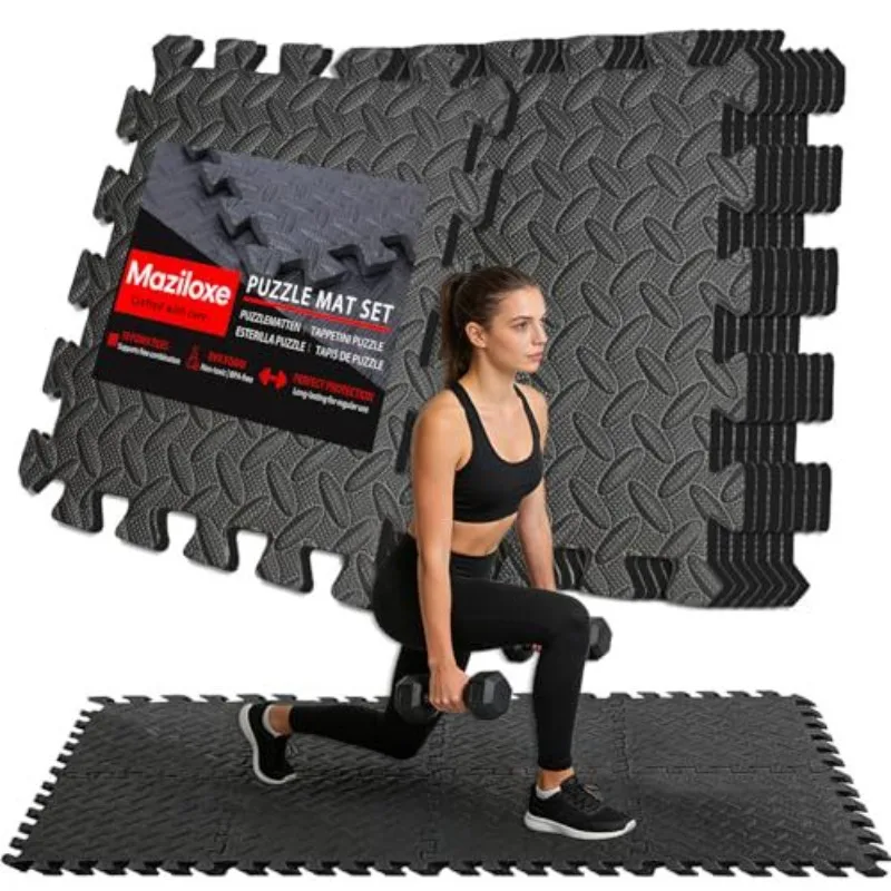 20-Piece EVA Foam Puzzle Exercise Mat – Non-Slip Shock-Absorbing Waterproof and Noise-Reducing Ideal for Gyms and Garages