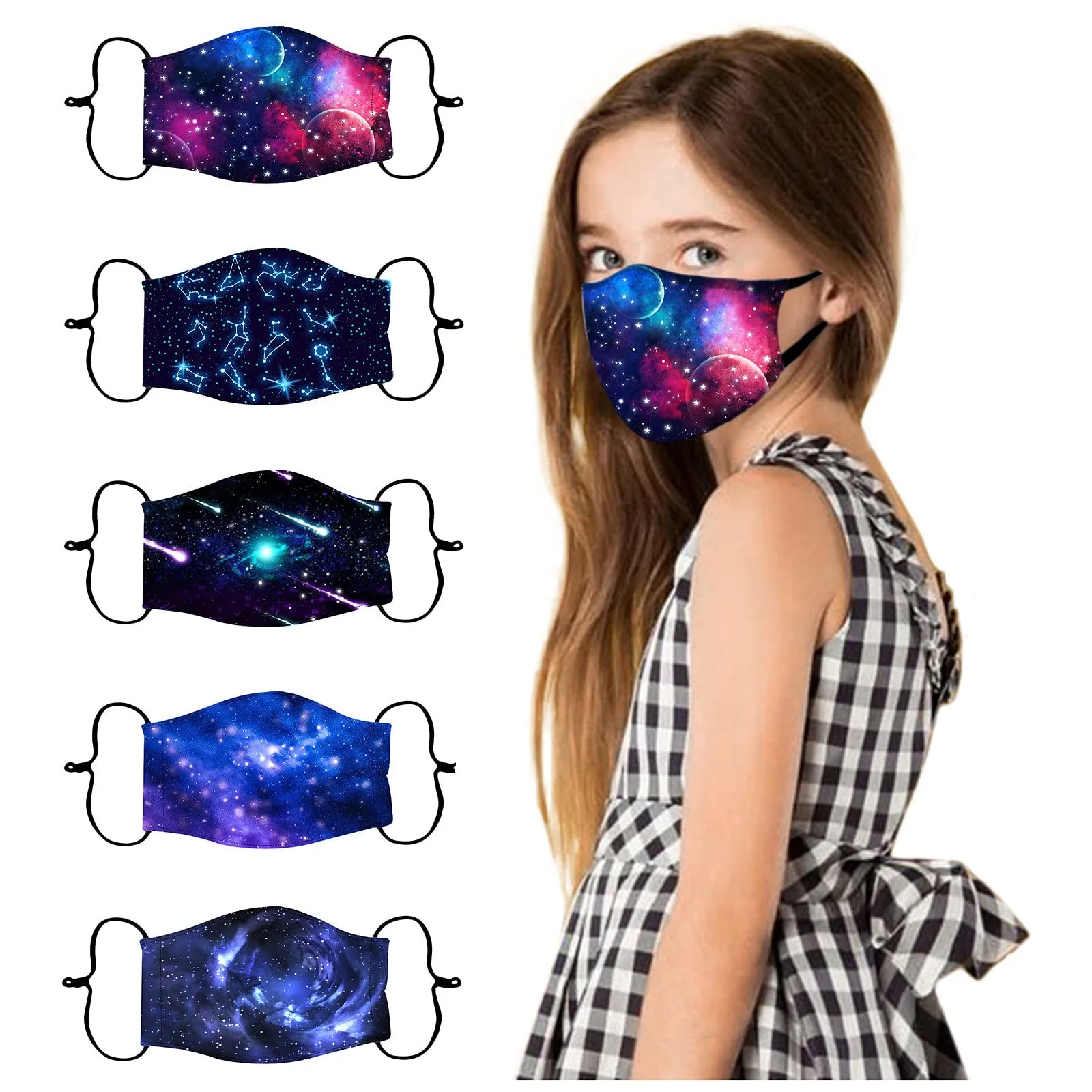 

Детская Регулируемая моющаяся многоразовая маска для лица с принтом Милая маска для лица уличная Пылезащитная маска для лица Моющаяся