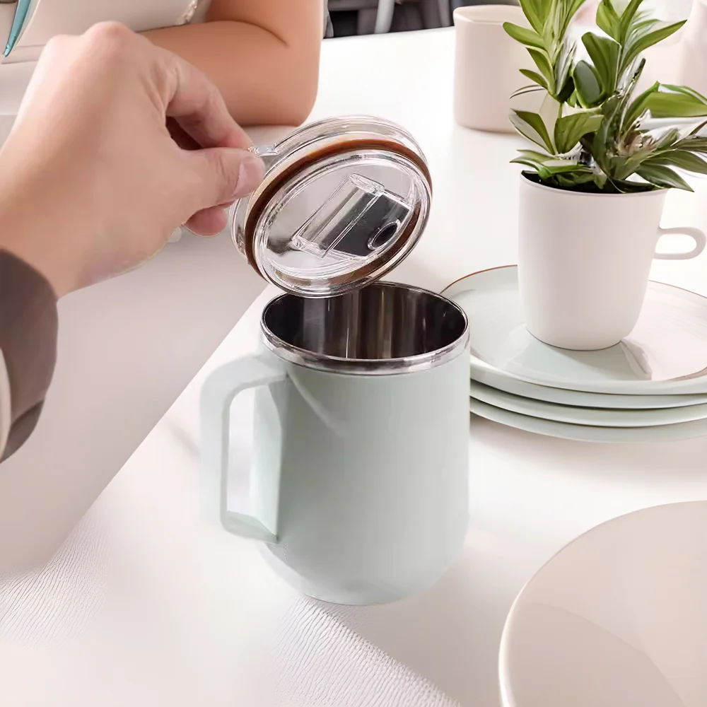 

304 Stainless Steel Thermos with Lid Portable Mug Home Office Coffee Cup Water Cup Straw 500ml