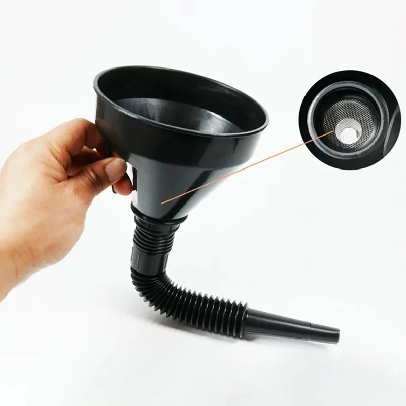 Funil de reabastecimento 2 em 1 com filtro pode bico para óleo, água, combustível, gasolina, diesel, para carro, motocicleta, bicicleta, caminhão, atv