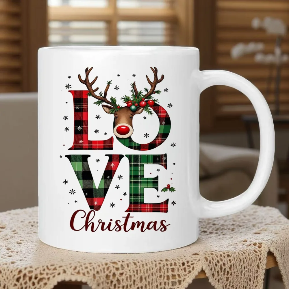 Cross-border Christmas coffee cup Red and green festive cup with love letters holiday decoration Christmas gift