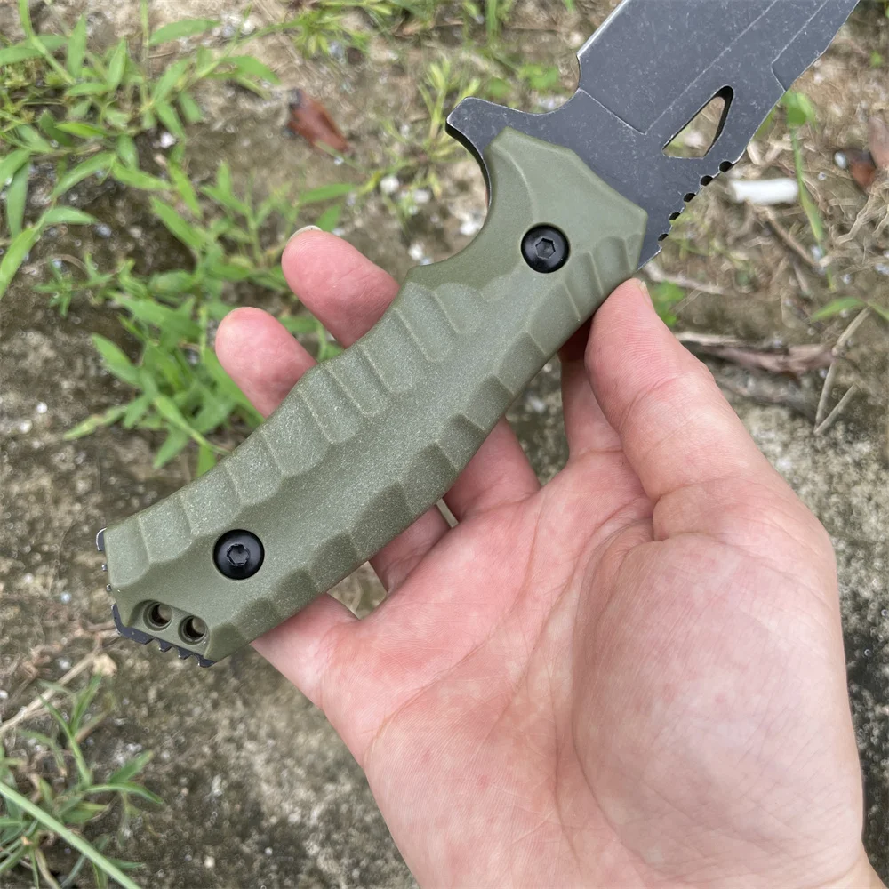 سكين جيب تكتيكي ثقيل الوزن، سكين تانغ كامل ذو شفرة ثابتة، سكاكين عسكرية قتالية، أداة دفاع عن النفس مع غمد