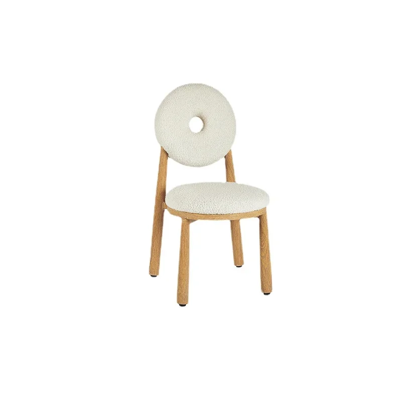 

Wyj Solid Wood Donut Dining Chair Home Bedroom Light Luxury Makeup Dressing Stool