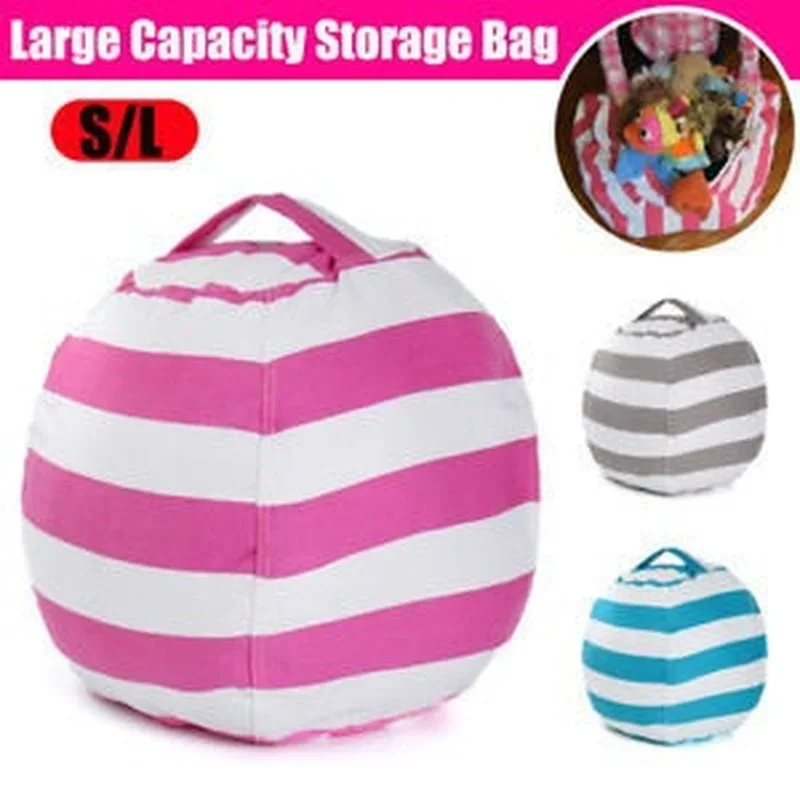 

New Bean Bag Storage Stuffed Animal Chair Kids Toys Stuff Sit Zip Canvas Children Kids Plush Toy Organizer Large Capacity