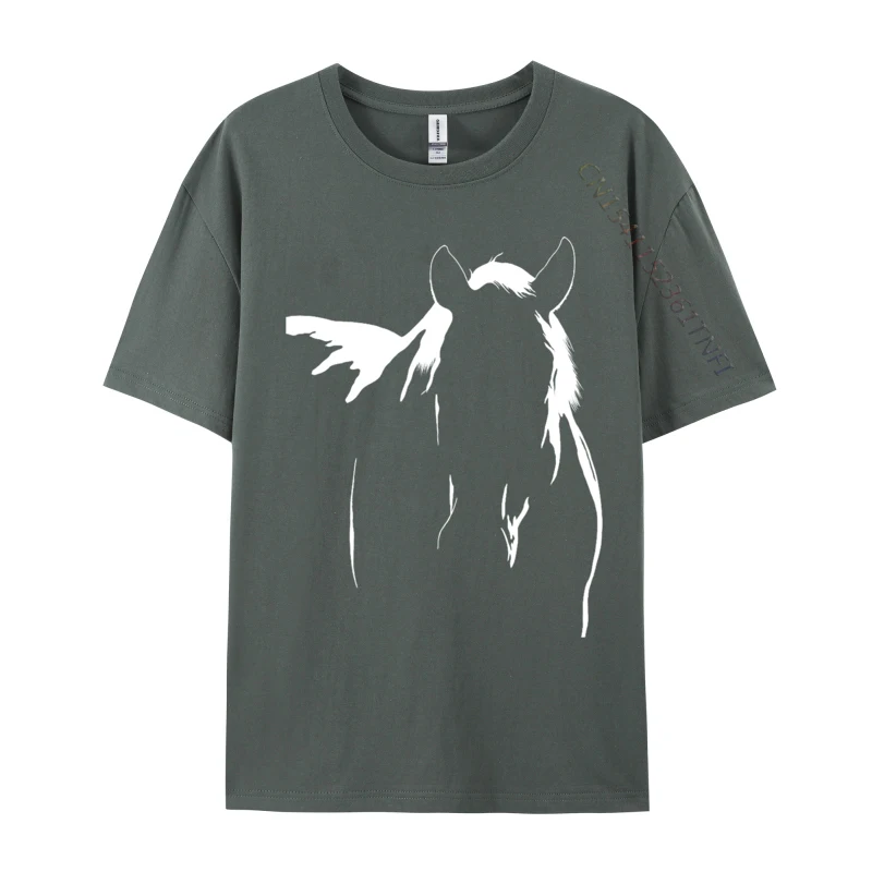 Horse Silhouette Art Design T-Shirt For Men Custom Fall Luxury Designer T-Shirts On Sale Casual Tops Tees Pure Cotton