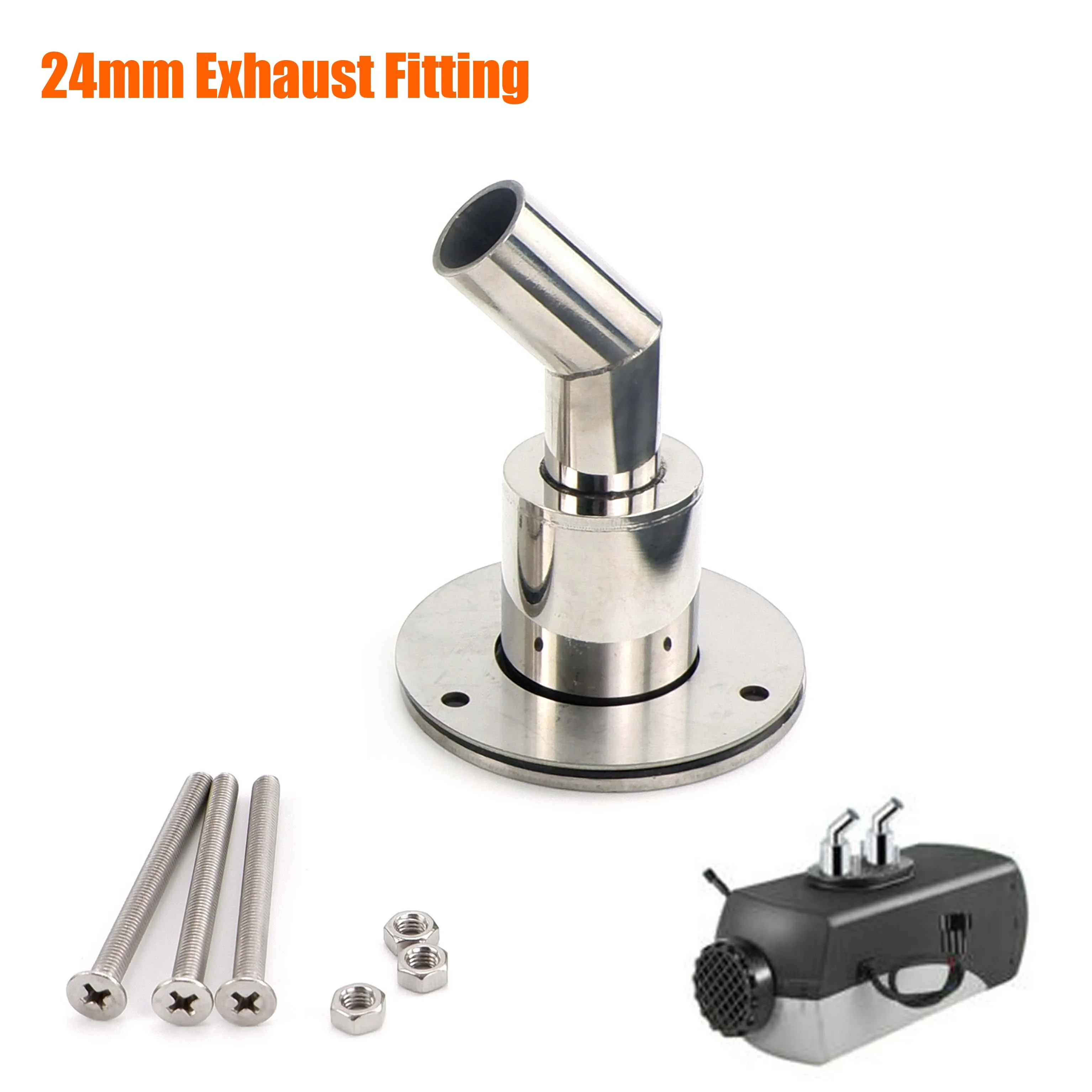 24mm Elbow Bend Stainless Steel Thru Hull Exhaust Fitting Tube Pipe Socket Hardware Part Air Diesel Heater For Car Boat Truck