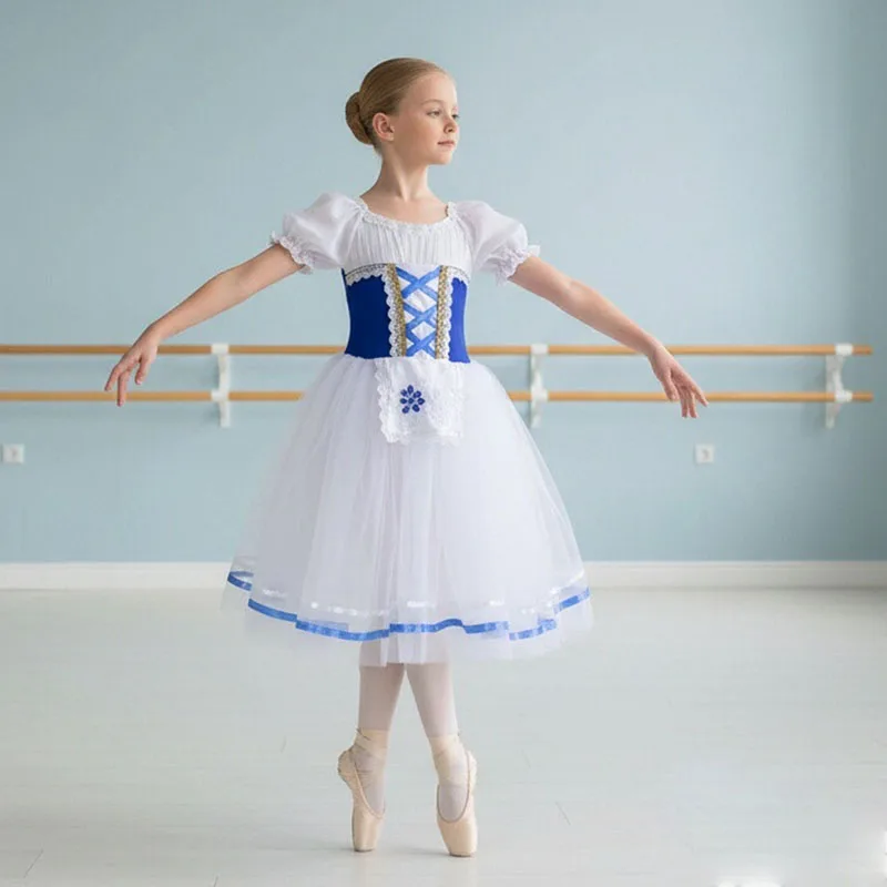 

Long Romantic Ballet Tutu Blue Ballet Dress Performance Clothes Swan Lake Ballerine Femme Children Girls Fairy Ballet Costume
