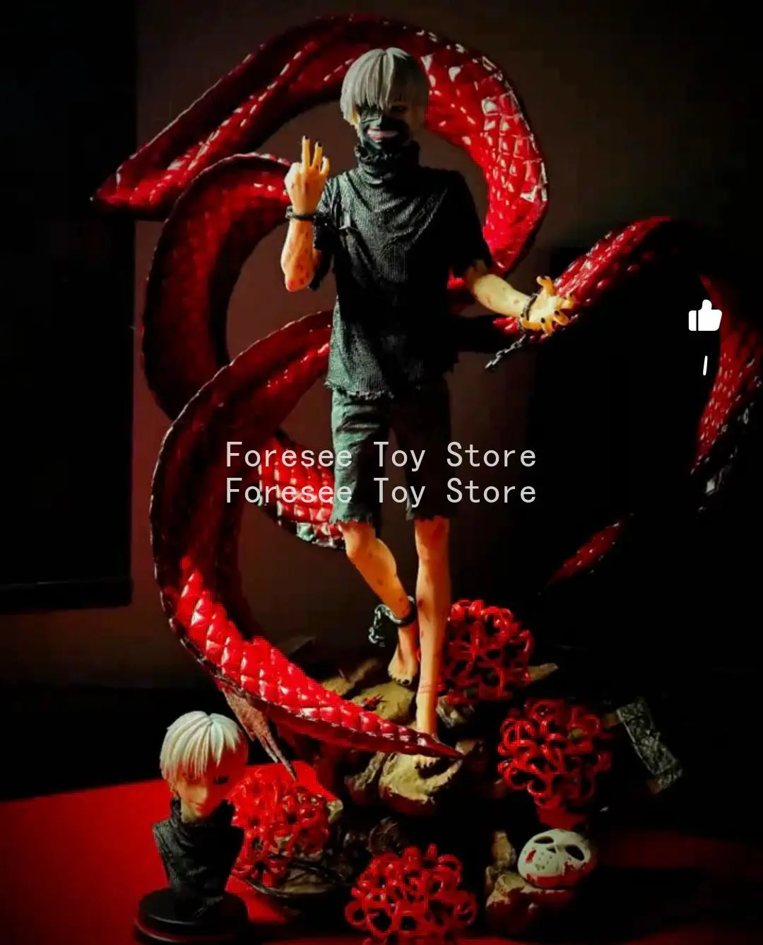 45 cm Kaneki Ken Figuur Tokyo Ghoul Wit Haar tweekoppige Sculptuur Anime Figuur Desktop Ornament Decoraties Beste Cadeaus voor Jongens