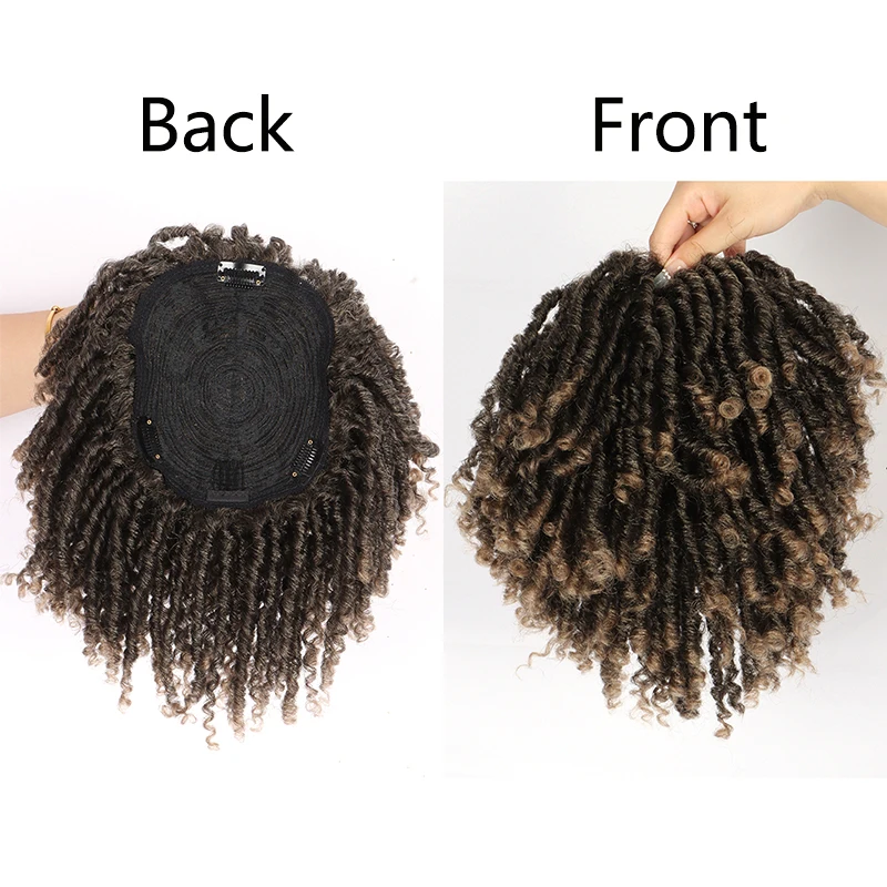 Synthetic 6Inch Short Dreadlocks Topper Wigs Crochet Braids Faux Locs Clip Wig for Men Women